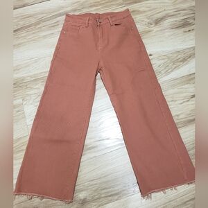 Light Rust Colorway High Waist Wide Leg Cotton/spandex Raw Hem 10